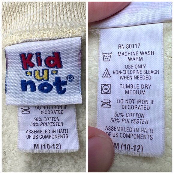 Vintage Canobie Lake Park Kids Sweatshirt Yellow Kid U Not 50/50 Graphic Medium - Picture 3 of 7